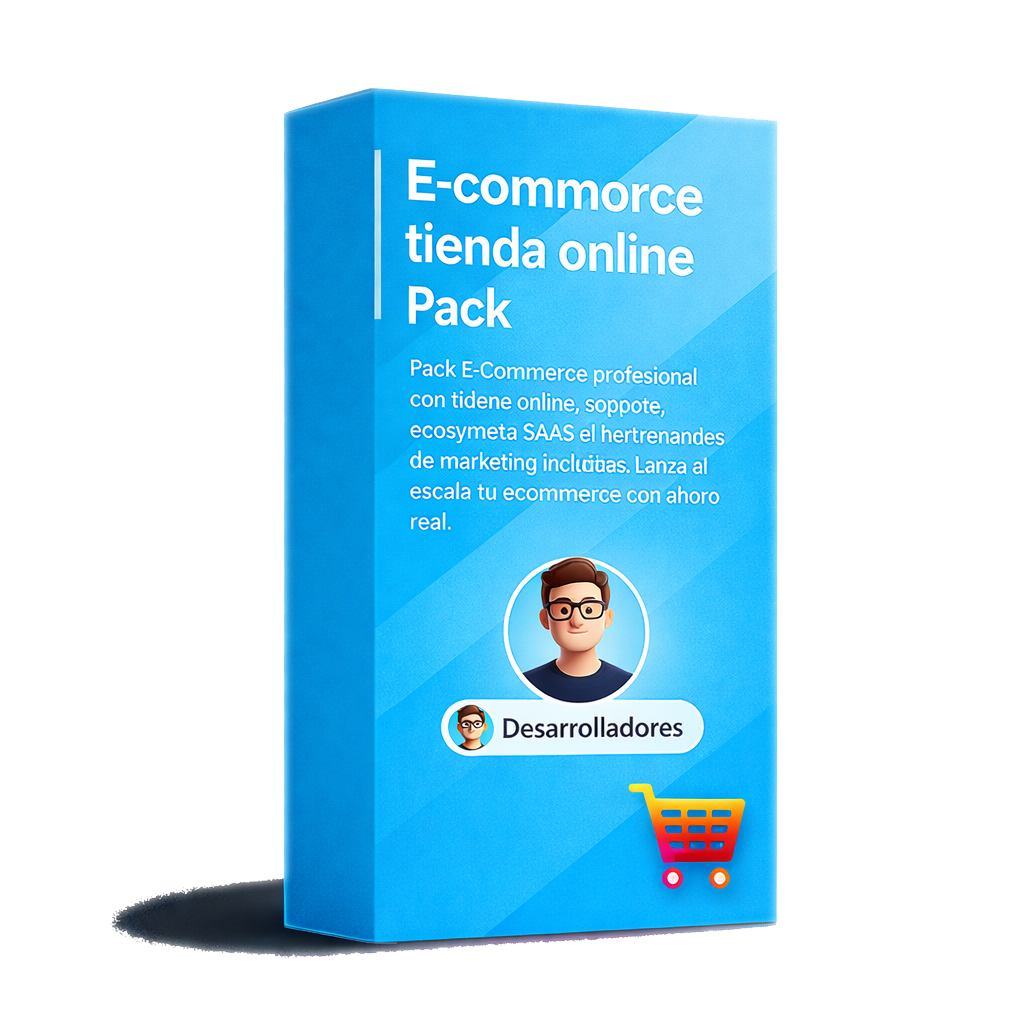Pack E-Commerce profesional con tienda online, soporte, ecosistema SaaS y herramientas de marketing incluidas.