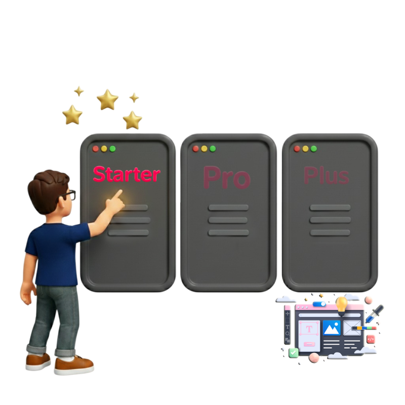 sitio web autoadministrable en minutos fácil de construir. Planes mensuales, 14 días gratis, sin contratos y con hosting y plataformas ia no-cost